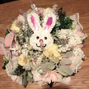 Homemade Easter Bunny Faux Floral Centerpiece
